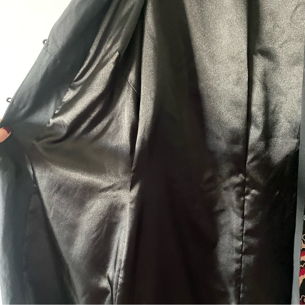 Vintage SUE WONG Floral Print Embroidered Appliqué  Asian Inspired Trench Coat - Picture 9 of 16